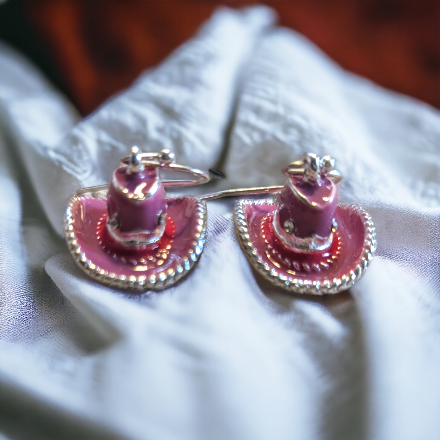Pink Cowgirl Hat Earrings