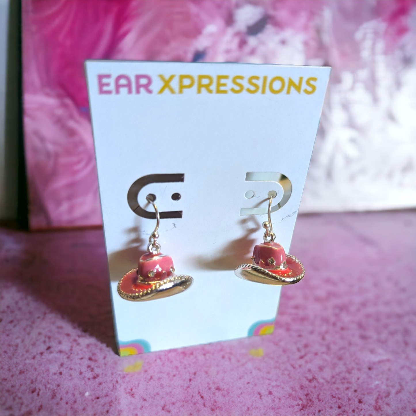 Pink Cowgirl Hat Earrings