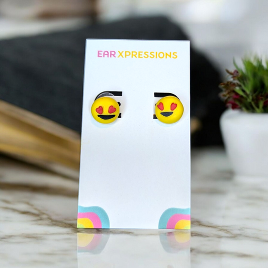 Emoji Heart Eye Stud Earrings