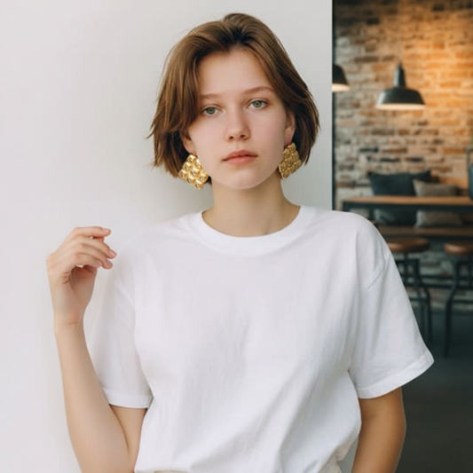 Golden Square Earrings