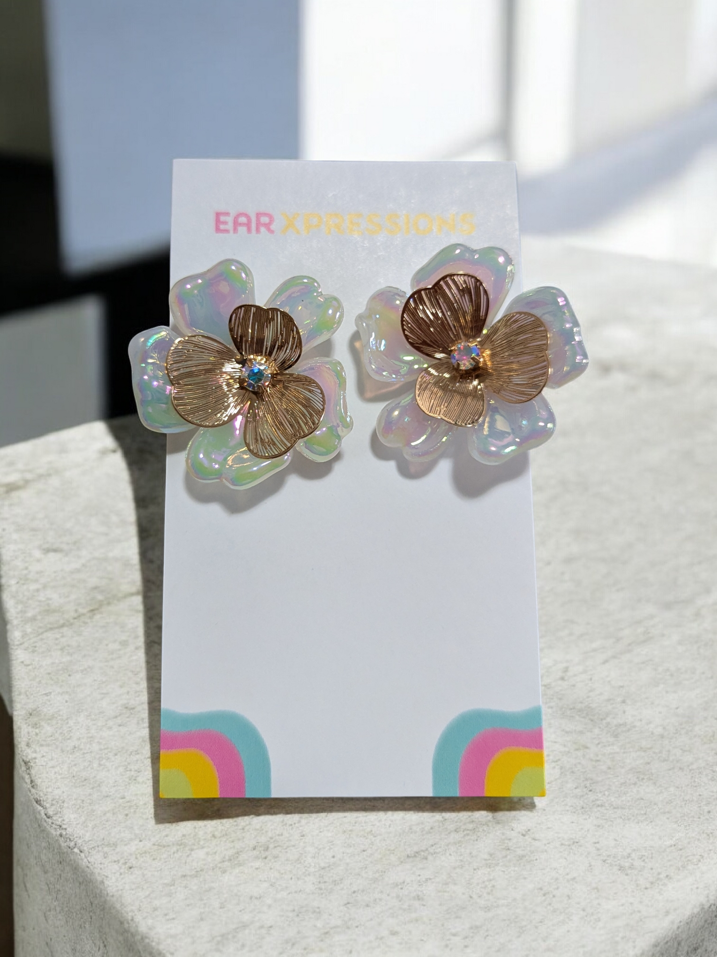 Iridescent Acrylic Flower Earrings